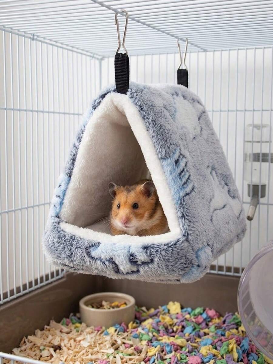 1pc Warm Plush Bird Hammock Tent, Soft Fleece Parrot Hammock Nest, Comfortable Triangle Cuddling Nest, Cage Accessory Hiding Perch Nest, Suitable For Parrots, Lovebirds, Small Parrots, Hamsters, Sugar Gliders And Other Small Animals Winter Sleep Pet Supplies - A - View 1