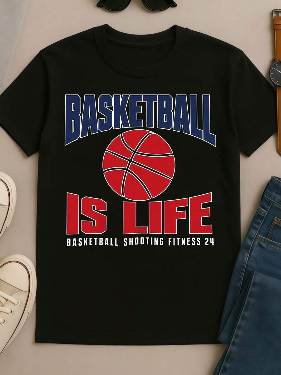 Sport_Lover_Basketball_Shooting_Fitness_Fan_Unisex_Short‑Sleeve_T‑Shirt - 黑色 - 查看 1