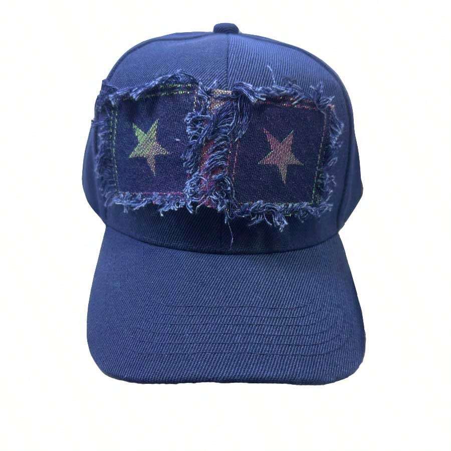 1pc Star Street Casual Party Cute Patchwork Print Navy Blue Baseball Cap, All Season Wear, Polyester - A-812 - View 1
