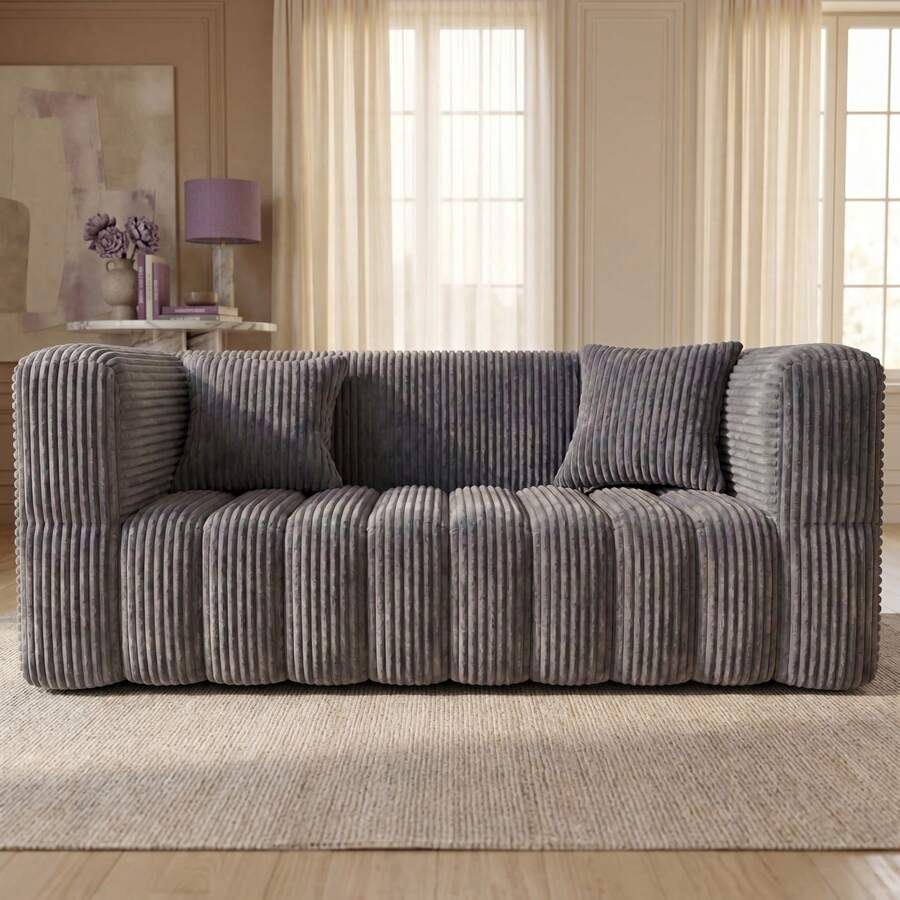 RUMMY Memory Foam Sofa Body Adapting Contour&Removable Cover, Apartment-Sized Deep Seat Design With Removable Sofa Cover (2 Seats, Grey)