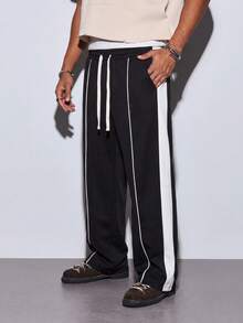 Modcrash Men's Casual Retro Banknote Print Sweatpants - Black - View 1