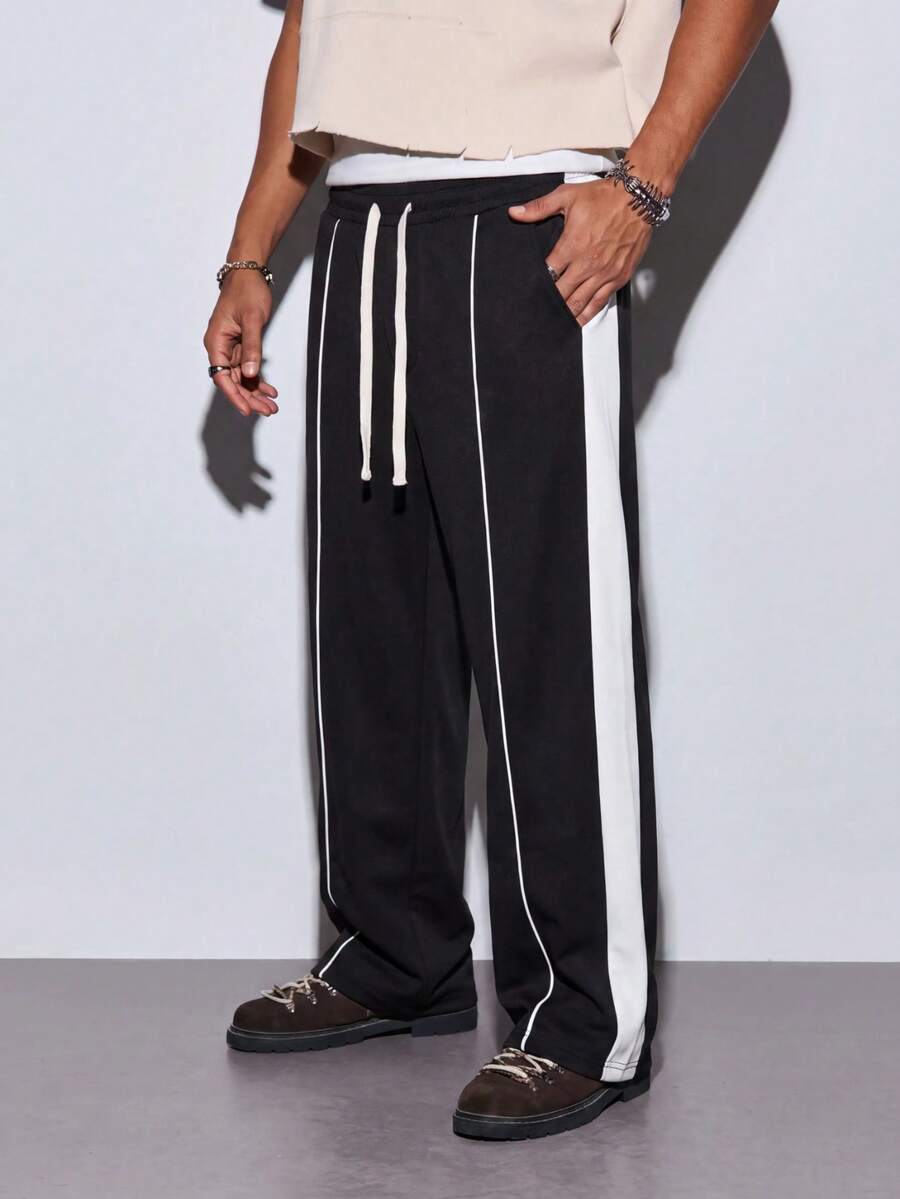 Modcrash Men's Casual Retro Banknote Print Sweatpants - Black - View 1