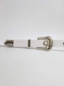 2.5CM Women's Belt With Metal Eyelets Boho Summer Gift - 白色+棕色 - 查看 4