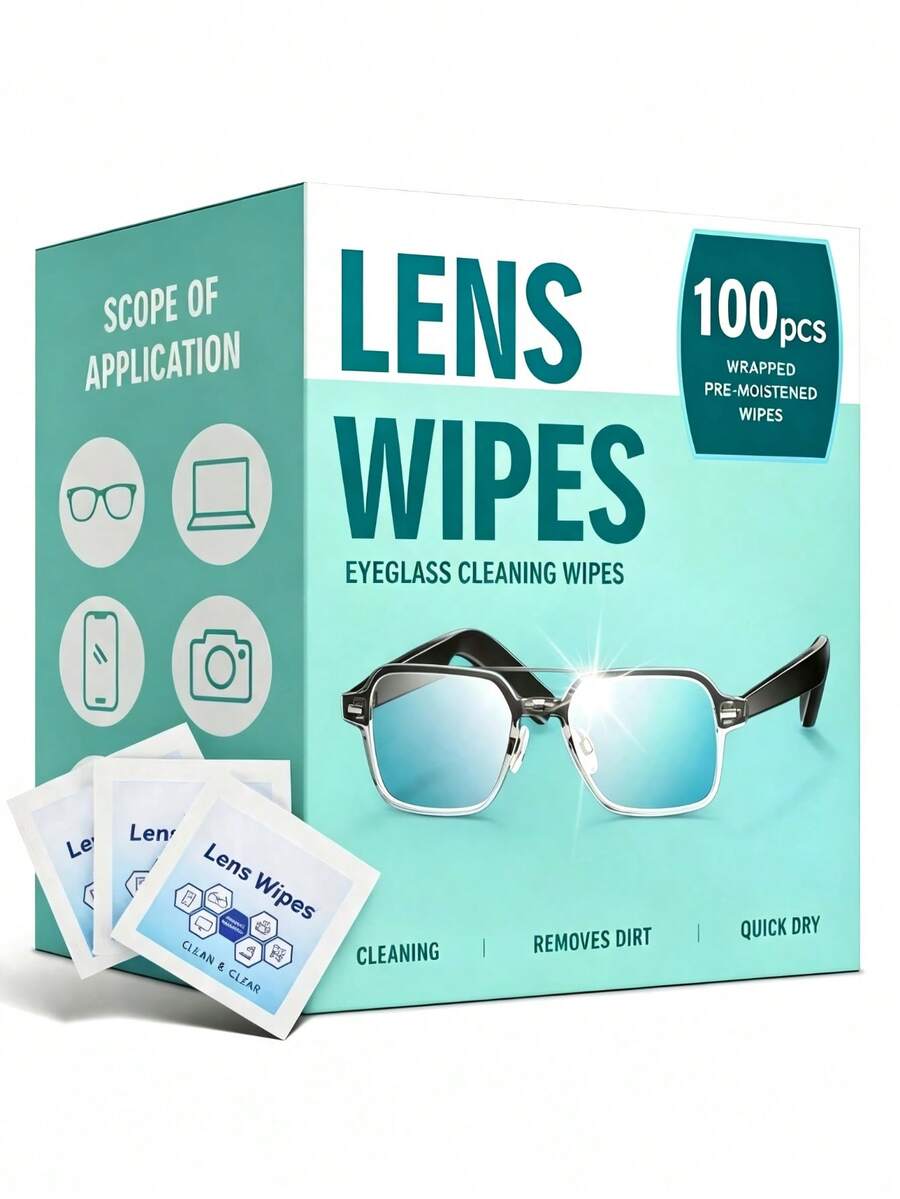 10/50/100pcs Individually Wrapped Lens Cleaning Wipes, Pre-Moistened Anti-Fog Wipes, Suitable For Glasses, Fashion Eyewear, Phones, Laptops And Cameras, Quick-Drying Streak-Free Multi-Surface Optical Cleaning Cloth - Multicolor - View 1
