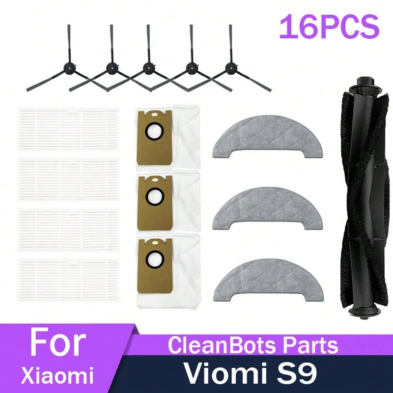 適用於 Viomi S9 HEPA 濾網 主刷 側刷 集塵袋 拖布 掃地機器人配件備件套裝 家用 - 查看 1