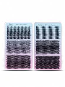 6-Piece 1-Set D Curl Cluster False Eyelashes Kit, Includes Glue (Bonding & Sealing), Remover, Tweezers, Mixed Styles, Suitable For Beginners DIY Home Use, Applicable For Wedding/Daily/Travel/Gift, Single Cluster False Eyelashes - Baby Blue - View 11
