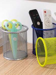1pc Hollow Mesh Pen Holder Storage Box, Minimalist Multi-Functional Stationery Organizer, Suitable For School Supplies, Office Use, Student School, Back To School Season And Learning Supplies - Multi-color Style - View 6