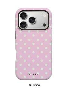 GIIPPA 1件粉色底白色波點圖案設計手機殼，適用於Phone 17 Pro Max，兼容Phone 16 Pro Max、15 Pro Max、14 Pro Max，韓系高端時尚趣味手機殼，兼容11/12/13/14/15/16 Pro Max Plus，優雅設計男女皆宜，適合送給女友的聖誕節、情人節、復活節、婚禮季與生日完美禮物 - 粉色 - 查看 1