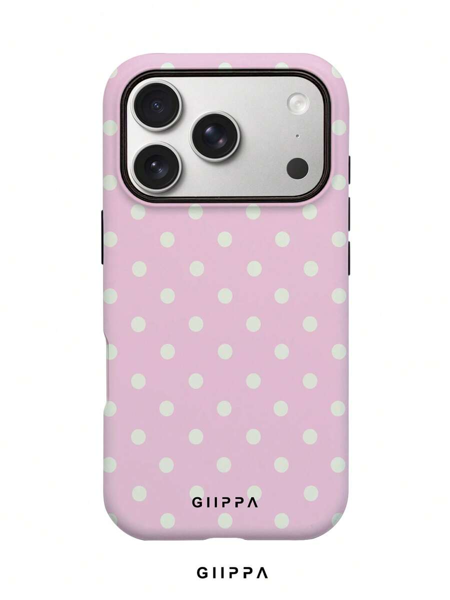 GIIPPA 1件粉色底白色波點圖案設計手機殼,適用於Phone 17 Pro Max,兼容Phone 16 Pro Max、15 Pro Max、14 Pro Max,韓系高端時尚趣味手機殼,兼容11/12/13/14/15/16 Pro Max Plus,優雅設計男女皆宜,適合送給女友的聖誕節、情人節、復活節、婚禮季與生日完美禮物 - 粉色 - 查看 1