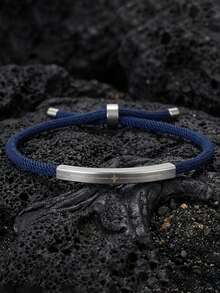 diffone Gelang Tali 4mm Buatan Tangan yang Dapat Diatur, Liontin Bintang 4 Titik Ukiran Baja Tahan Karat untuk Pria, Perhiasan Keren - Gelang Tali Pria yang Dapat Diatur - View 6