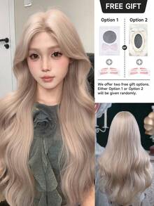 alicegarden 30 Inch Front Lace Wig, Natural Wavy Style, Stunning Beige, Middle Part Design, Suitable For Women's Daily, Party, Cosplay Use, Natural And Durable, Women's Wig Gift - Beige - View 5
