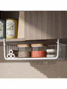 1pc Under Cabinet Storage Rack, Metal Basket, Hanging Storage Basket, Space Saving Additional Storage Rack And Slip-On Storage Basket Organizer For Kitchen Counter Restaurant Use - Multicolor - View 1