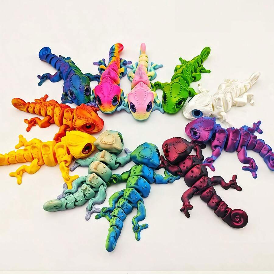 10 piezas Decoración de Salamandra de Ojos Grandes, Modelo de Animal con Ojos Realistas, Articulaciones Móviles, Múltiples Colores, Adecuado para Decoración del Hogar, Regalos de Fiesta, Regalos de Vacaciones - Multicolor - Ver 1