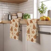 2PCS Kitchen Towels, Gingerbread Man Christmas Tree Seamless Pattern Kitchen Towels Dish Cloths, 40*60cm Rectangular Microfiber Absorbent Cleaning Kitchen Towels, Perfect For Kitchen, Dining Room And Bathroom Use, Kitchen Decor, Home Decor, Neighbor Housewarming Gift, Dish Cloths - Multicolor - View 9