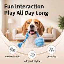 Smart Fully Automatic Rolling Dog Toy Ball, USB-C Rechargeable Interactive Pet Toy With Rope Knot, 3-Speed Obstacle Avoidance Mode, Dental Cleaning & Chewing Toy, Suitable For Indoor Solo Play And Small To Medium Dogs - Blue - View 5