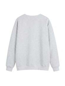 Women's Vintage Letter Graphic Sweatshirt, Casual Loose Fit Drop Shoulder Crew Neck Long Sleeve Pullover For Fall/Winter - Gray - View 4