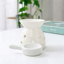 Ceramic Tea Candle Holder, Essential Oil Aromatherapy Burner, Candle Melting Furnace, Fragrance Diffuser, Home Decor - White - View 14