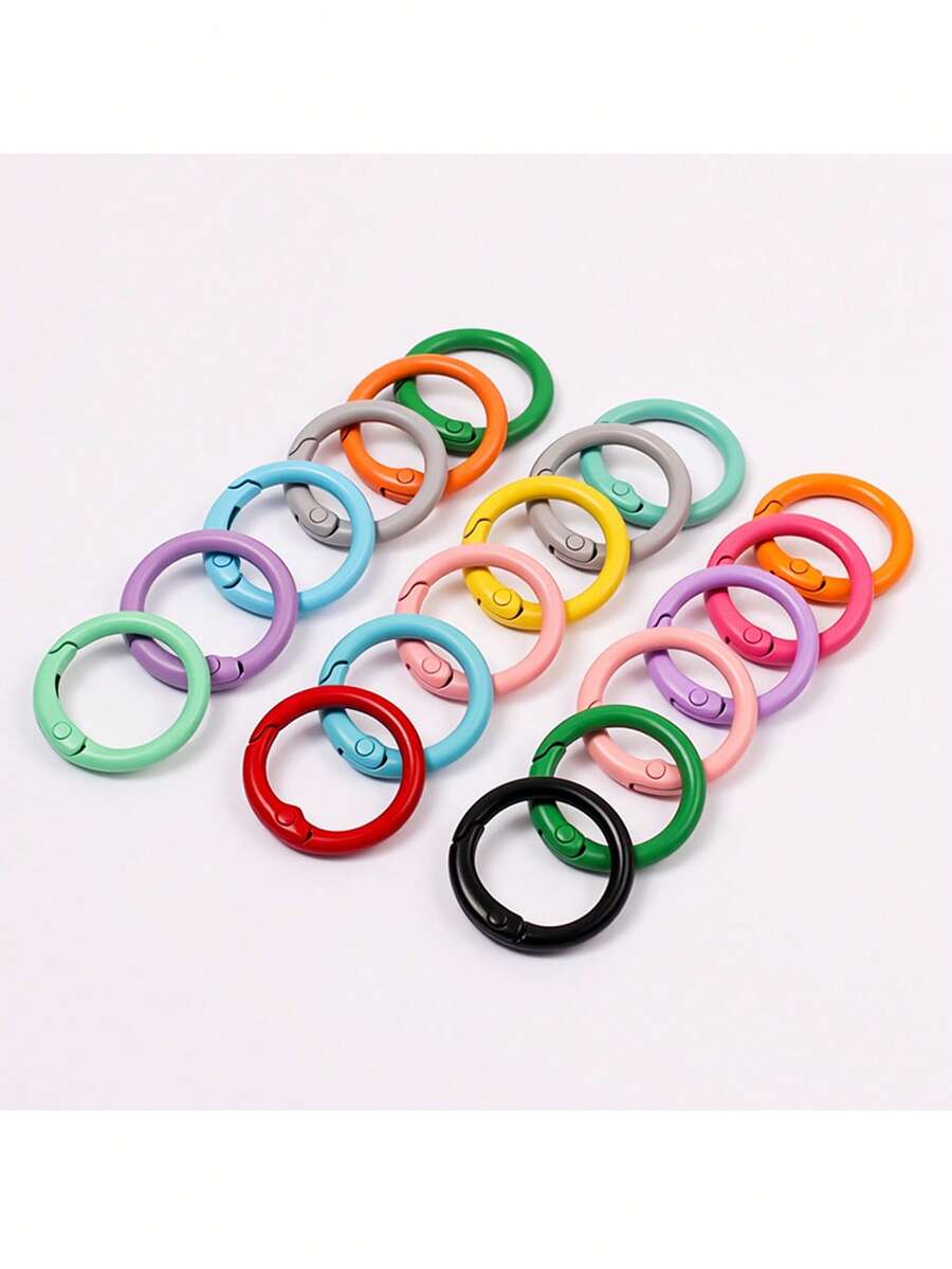 15Pcs 25mm Color Lacquer Spring Snap Hooks Metal Connector Loops For Graduation Gift DIY Keychain Book Ring Bag Charm Student Souvenir Craft Supplies - 25mm Painted Spring Buckle - View 1