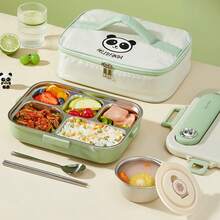 304 Stainless Steel Bento Box, Adult Lunch Box With Soup Bowl And Utensils, Leak-Proof Microwave Lunch Containers, Compartment Divided Meal Prep Containers, Metal Travel Food Containers For Student Office - Multicolor - View 4