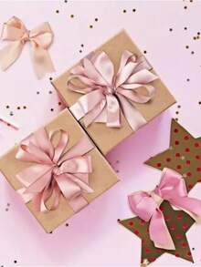 10mm/25mm Double-Faced Ribbon Set, 6 Rolls Of 30 Yards, Includes Cream, Champagne, Apricot, Light Pink, Deep Pink And Purple Ribbons, Suitable For Gift Wrapping, Wedding Bouquets, Bow Making, Party Decoration And Hair Styling - Pink Ribbon Set - View 7