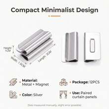 12 Pairs Curtain Magnets Closure, Strong Magnetic Curtain Clips Closure, No Drill Detachable Metal Holders With Buckle, Light Leak Proof Heavy Duty Closers For Indoor Outdoor Bedroom Patio Gazebo Shower Office Living Room Drapes Privacy Use - Multicolor - View 8