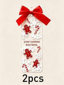 Custom Christmas Acrylic Bookmark, Personalized Name Reading Marker, Festive Gingerbread Snowflake Decor, Customized Text Holiday Bookmark, Customizable Xmas Gift For Book Lovers, Christmas Party Favor, Stocking Stuffer, Gifts For Family And Friends - Style B - View 10