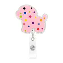 1pc Animal Silhouette Acrylic Retractable Badge Reel With Glitter Colorful Spotted Design Office Badge Holder - Multicolor - View 4