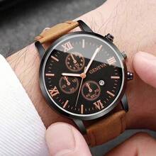 Trending Elegant Business Quartz Watch For Teenage Boys & Young Boy, Single Date Calendar, PU Leather Strap, Multi-Color, Three-Needle Matte Finish, Great Gift For Friends, Holidays - Multicolor - View 7