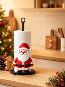 Christmas Decoration Kitchen Paper Towel Holder - Desktop Tabletop Roll Holder (Combines Display And Storage Functions), Fun Santa Claus Design, Suitable For Kitchen, Bathroom, Living Room And Dining Room, Decorative Ornament To Create A Warm Christmas Atmosphere - Multicolor - View 9