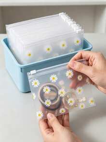 Túi khóa kéo nhựa mờ Daisy tái sử dụng trong suốt, túi đựng đa năng sắp xếp trang sức mỹ phẩm phụ kiện tóc văn phòng thủ công văn phòng phẩm, lựa chọn quà tặng tuyệt vời cho nam và nữ. - Nhiều màu - Xem 1