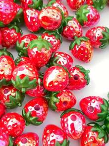 2/10/20pcs Red Strawberry Acrylic Beads, Suitable For DIY Bracelets, Keychains, Phone Charms, Jewelry Making, Earrings And Handmade Craft Accessories - Multicolor - View 8