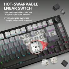 HXSJ New X81 81 Key Tri Mode Wired Wireless Mechanical Keyboard, White Switch, Hot Swappable, PBT Side Printed Gradient Keycaps, RGB Backlit, Built In 8000mAh Battery With Volume Knob, For Home, Gaming Office Use - View 7
