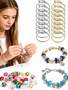 3/6/12/24/50/100pcs Gold Plated Snake Chain Bracelet Set, With Heart-Shaped Lobster Clasp, European Style, Suitable For Christmas DIY, Applicable For Women's Jewelry Accessories, Also Can Be Used For Bracelet Making - Multicolor - View 1