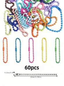 110pcs/Set Multicolor Beads Keychain, Includes Metal Chain And Connectors, DIY Jewelry Making Accessories, Suitable For Decoration And Marking - Multi-color - View 14