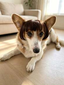 Pet Bangs Wig With Sideburns, Women's Universal Version, Funny Cartoon Bangs Hair Accessory For Cats And Dogs, Cute Pet Cosplay Photo Prop, Halloween Pet Costume Accessory, High-Temperature Fiber Pet Bangs Hair Accessory, Humorous Sideburns Wig Cosplay Accessory - Multicolor - View 6