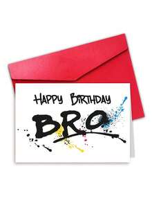 1pc "Happy Birthday Bro" Graffiti Birthday Card With Envelope, Cool Urban Greeting For Teen Brother Friend, Blank Inside - Multicolor - View 9