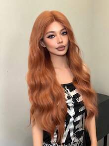 alicegarden Wig Bergelombang dengan Renda Depan 30 Inci, Warna Oranye Terbakar yang Memukau, Desain Belahan Tengah, Cocok untuk Penggunaan Sehari-hari, Pesta, dan Cosplay Wanita, Tampak Alami dan Tahan Lama, Sempurna Sebagai Hadiah untuk Wanita - Burnt Orange - View 1