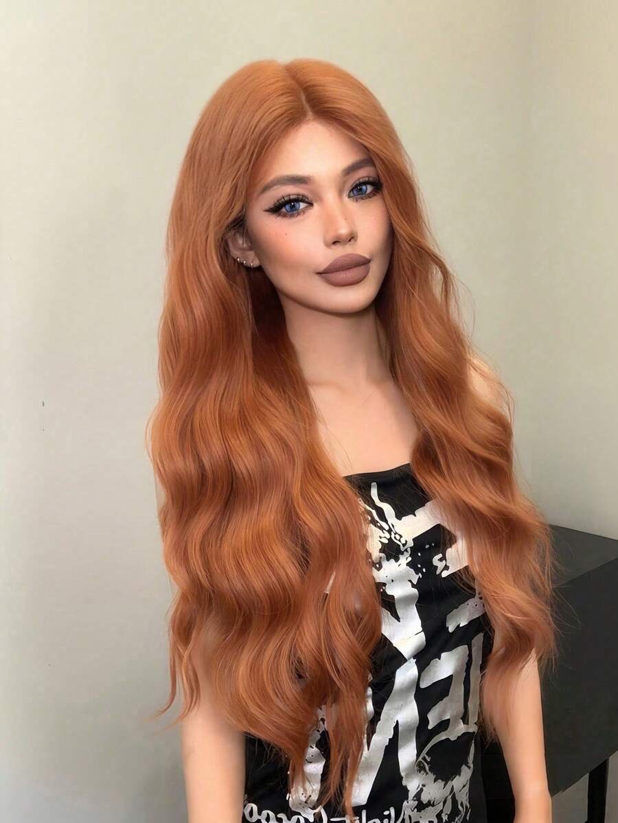 alicegarden Wig Bergelombang dengan Renda Depan 30 Inci, Warna Oranye Terbakar yang Memukau, Desain Belahan Tengah, Cocok untuk Penggunaan Sehari-hari, Pesta, dan Cosplay Wanita, Tampak Alami dan Tahan Lama, Sempurna Sebagai Hadiah untuk Wanita - Burnt Orange - View 1