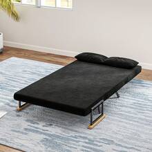 Sofá cama convertible 4 en 1 de 2 plazas con respaldo ajustable en 5 posiciones, 2 cojines, 102 x 73 x 81 cm, negro. - Multicolor - Ver 9