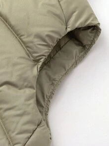 Balabala Stand‑Collar Kids Down Vest Lightweight Warm Sleeveless Outerwear Autumn Winter - Olive Green - View 7