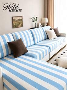 1pc Striped Print Milk Silk Sofa Cushion Cover, High Elasticity Dust-Proof Stain-Resistant Removable Washable All-Season Sofa Slipcover, Suitable For Kitchen, Living Room, Bedroom, Balcony, Garden And Multiple Occasions, 1 Piece Sold Not Set Sofa Cushion Protective Cover - Multicolor - View 2