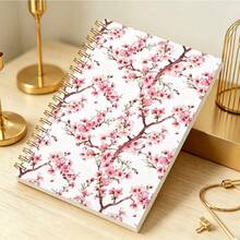 DANPERJI 1pc A5 Spiral Journal, Watercolor Cherry Blossom Floral Pattern Notebook, Floral Aesthetic, Academic & Workplace Use, Notetaking Organizer Memorandum - Flowers - View 1