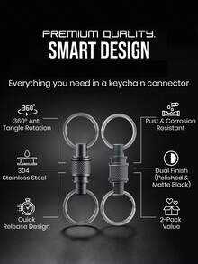 MIYIN Aluminum Alloy Quick Release Keychain, 360° Swivel Detachable Key Ring With Anti‑Slip Texture, Practical Key Pendant Accessory For Home And Car Keys - Multicolor - View 6