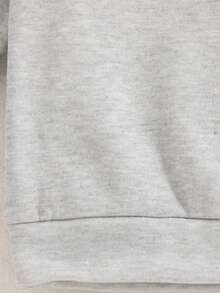 Setelan Kasual Segar 2 Potong untuk Anak Perempuan dengan Dekorasi Pita, Sweatshirt Longgar Leher Bulat dan Celana Panjang Lebar, Musim Semi/Gugur - Grey - View 5