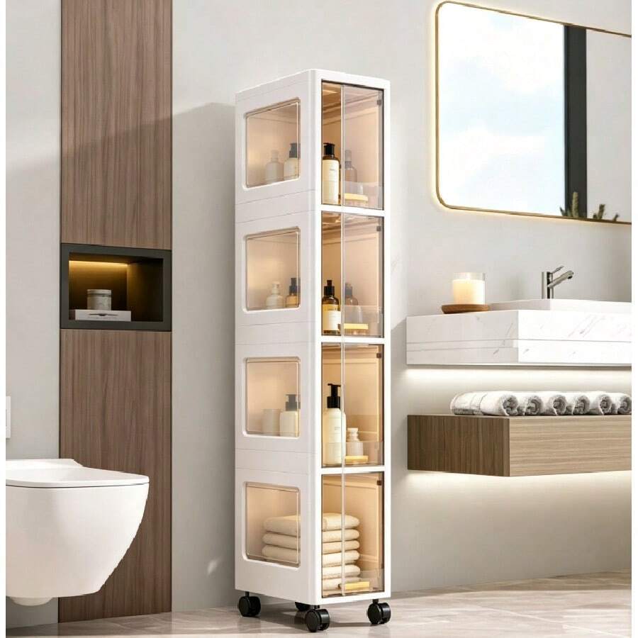 Armario de almacenamiento con ruedas - Blanco - Ver 1