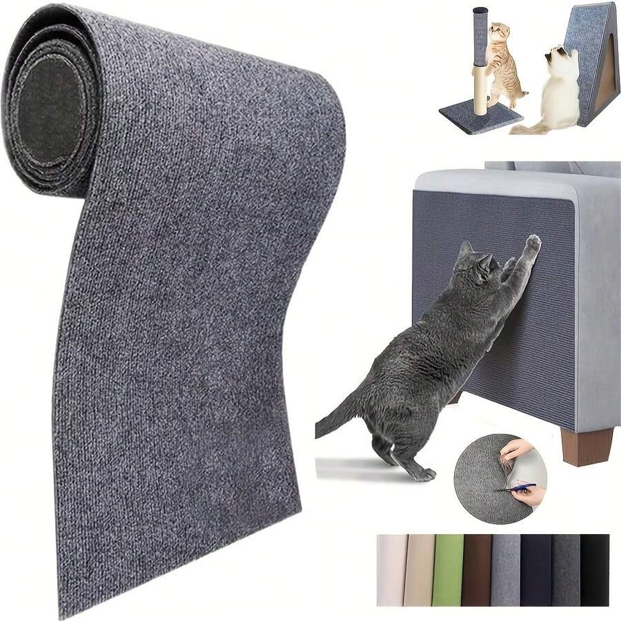 1Pc-Self-Adhesive Cat Scratch Pad | Trimmable Cat Scratch Mat | Sofa Anti-Cat Scratch Protection Sticker, Strong Self-Adhesive Backing, Free Trimming DIY, Wear-Resistant And Scratch-Resistant, Protects Sofa And Furniture, Suitable For Sofa, Furniture Legs, Furniture Protection, Cat Bed Modification, Pet Supplies, Pet Birthday Gift, Pet Home Improvement, Essential For New Cat Owners, Rental Home Improvement, Perfect As Housewarming Gift, Halloween Gift, Christmas Gift