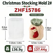 1/2件組聖誕禮物袋蠟燭模具 3D聖誕老人聖誕襪矽膠模 DIY蠟燭手工皂製作 節日裝飾手工禮物 - Mold - 查看 9