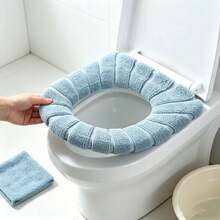 1pc New Super Soft Thick Plush Toilet Seat Cover. Washable And Reusable, Easy To Install, Suitable For Most Standard Toilet Seats And Suitable For Warm And Comfortable Bathroom Use. - Multicolor - View 5
