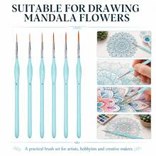 6pcs Rigger Paint Brushes Set, Fine Tip Detail Painting Brushes, Thin Point Mini Painting Brushes For Mandala Painting, Model, Acrylic Watercolor Oil DIY Craft - A - View 4
