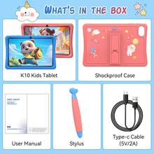 TABWEE 10.1-Inch Children's Tablet PC, Android 15 K10 Tablet, Educational Tablet With HD+ IPS 1280*800 Resolution, Quad-Core Processor, 12GB (4+8) RAM, 64GB Storage Expandable To 1TB, 5000mAh Battery, Dual Speakers, WiFi (Adapter Not Included) - Blue - View 6